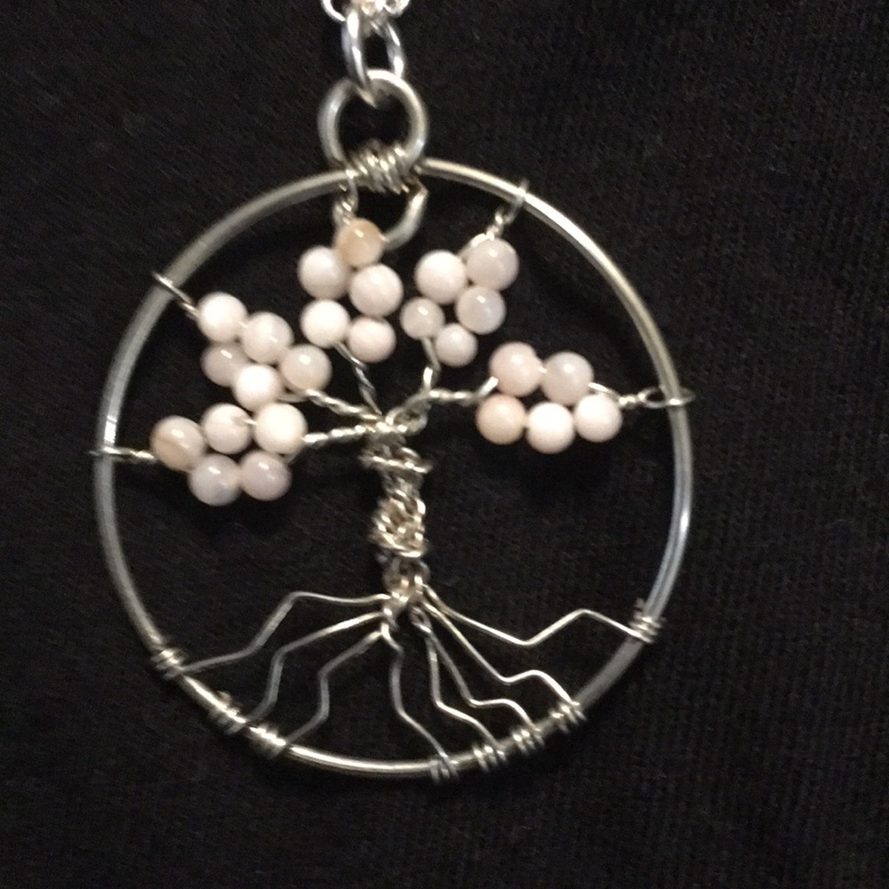 Baby Pink Mother of Pearl Tree of Life Necklace